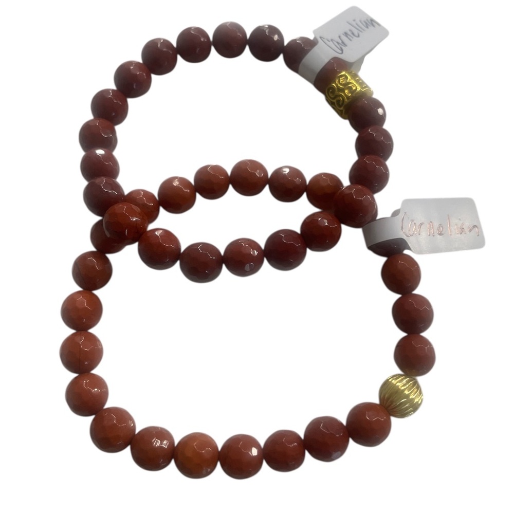 Orange Carnelian Faceted Gemstone Bracelet - Picture 6 of 7
